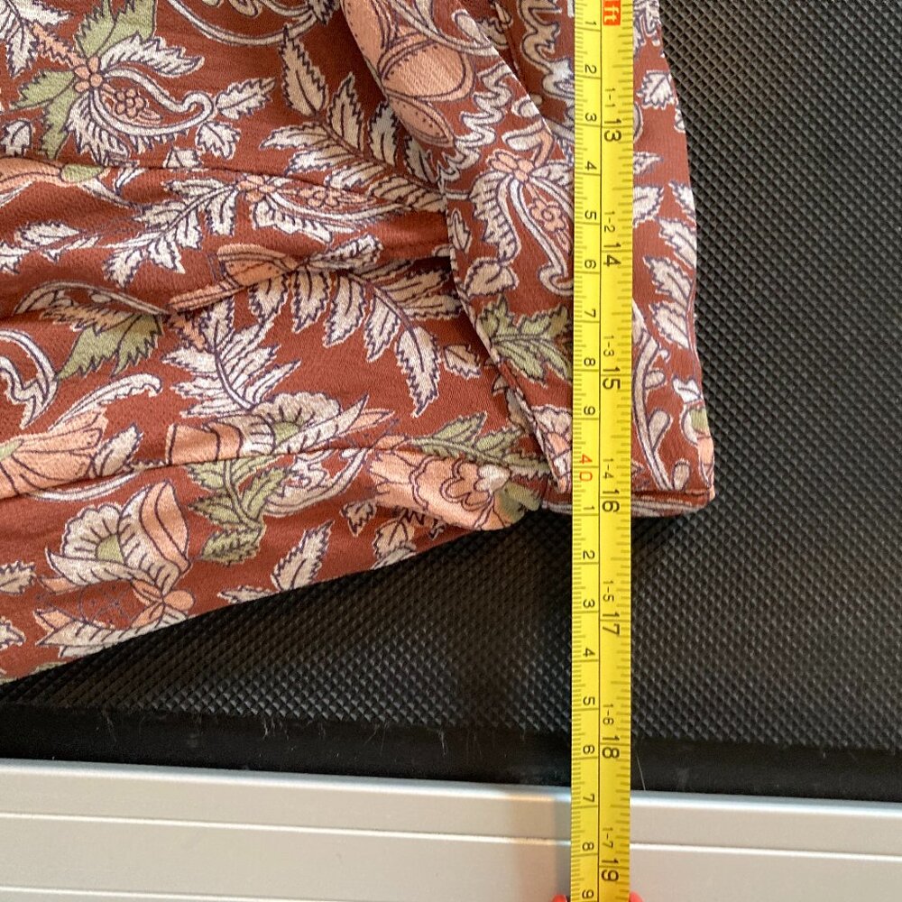 Anthropologie Luca Mini Faux Wrap Skirt w/ Tie Brown Floral Print Size M - Picture 12 of 15
